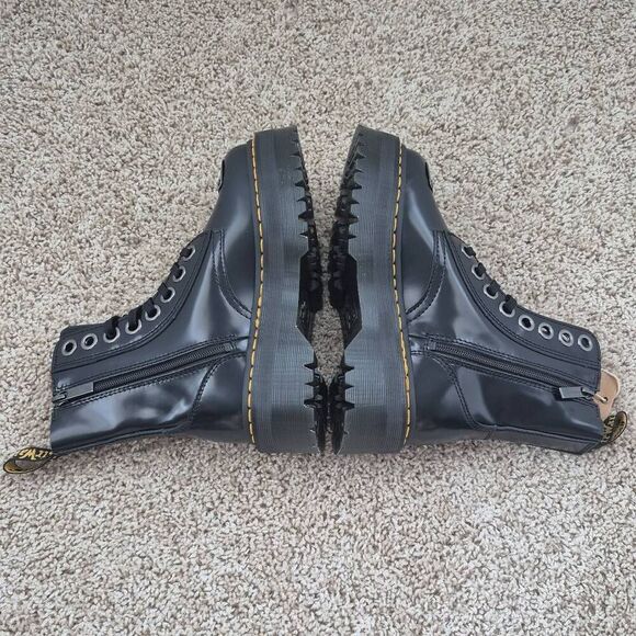 Dr Martens Jadon Alt Black Leather Platform Combat Boots Size 6 - Picture 4 of 7